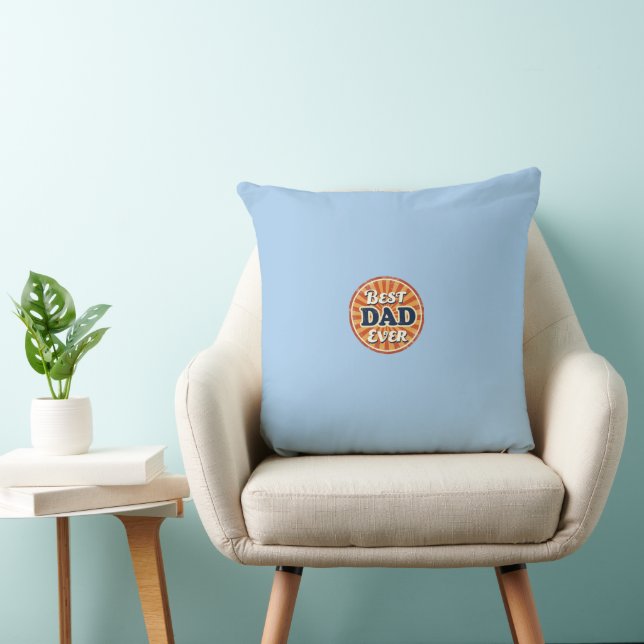 Happy Father’s Day Shirt – Retro Badge Throw Pillow (Chair)