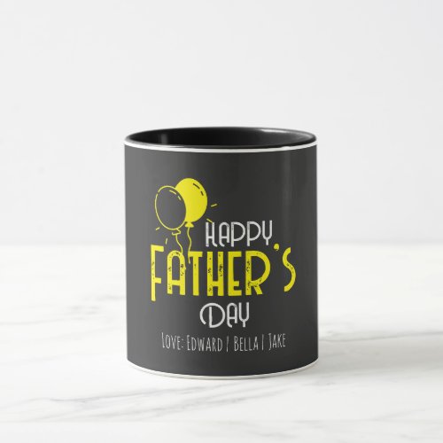 Happy Fathers Day with Yellow Balloons  Names Mug