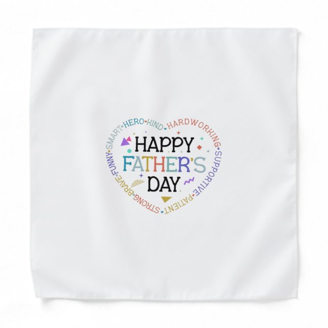 Happy Father’s Day Word Cloud Heart Design Bandana (Front)