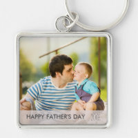 Happy Fathers Day 2020 Custom Dad and Child Photo Keychain