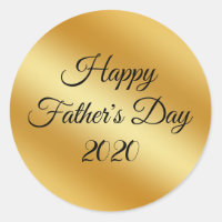 happy father's day 2020,gold metal background classic round sticker