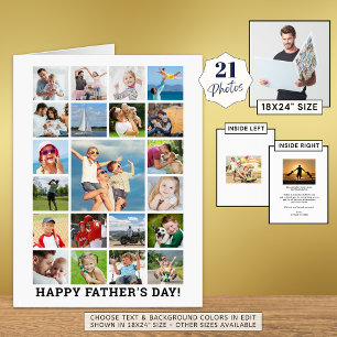 Happy Father's Day 21 Photo Collage Personalized Card