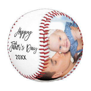 Happy Father's Day 2 Photos Brush Script Baseball