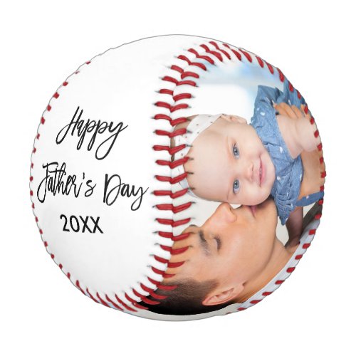 Happy Fathers Day 2 Photos Brush Script  Baseball