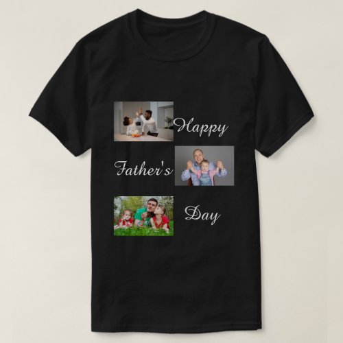 Happy Fathers Day 3 Photo Collage personalized T_ T_Shirt