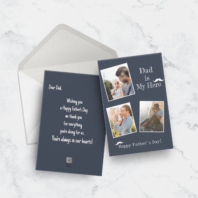  Happy Father's Day 3 photo Holiday Card (Creator Uploaded)