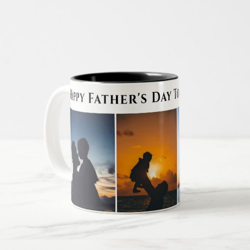 Happy Fathers Day 3 Photos Collage  Fathers Day Two_Tone Coffee Mug
