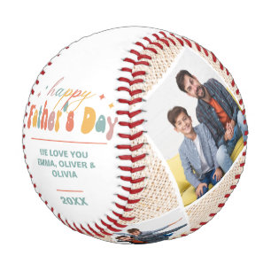 Happy Father's Day 4 Photo Collage Personalized Baseball