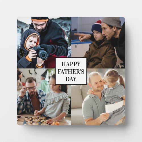 Happy Fathers Day 4 Photo Collage personalized  P Plaque