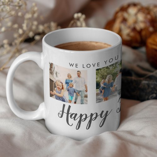 Happy Fathers Day 4 Photo Custom Message  Mug