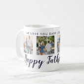 Happy Father's Day 4 Photo Custom Navy Message Coffee Mug (Front Left)