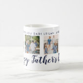 Happy Father's Day 4 Photo Custom Navy Message Coffee Mug (Center)