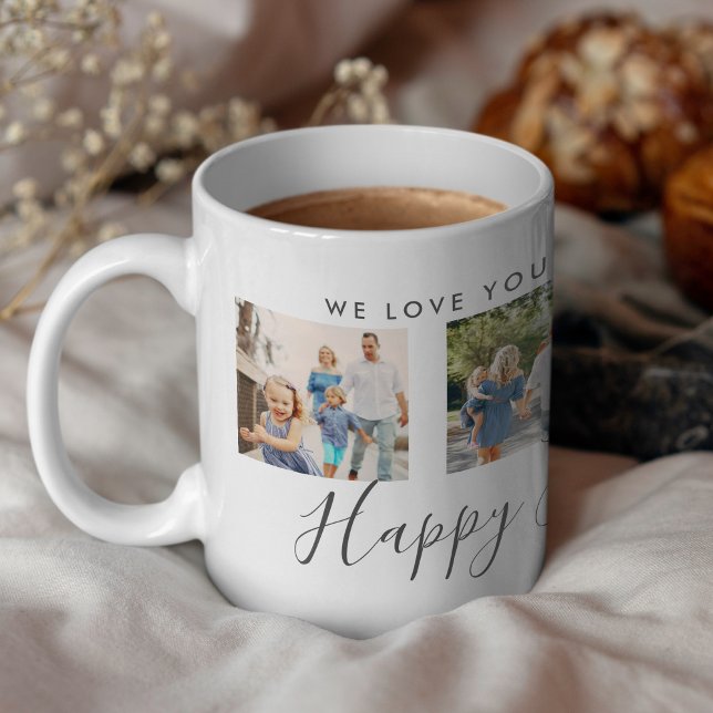 Happy Father's Day 4 Photo Custom White Coffee Mug (Creator Uploaded)