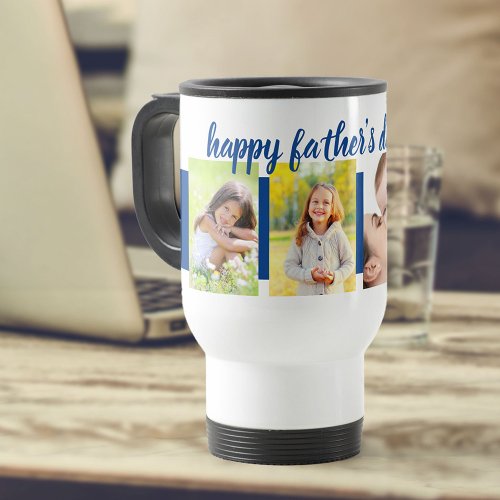 Happy Fathers Day 4 Photo Editable Year Travel Mug