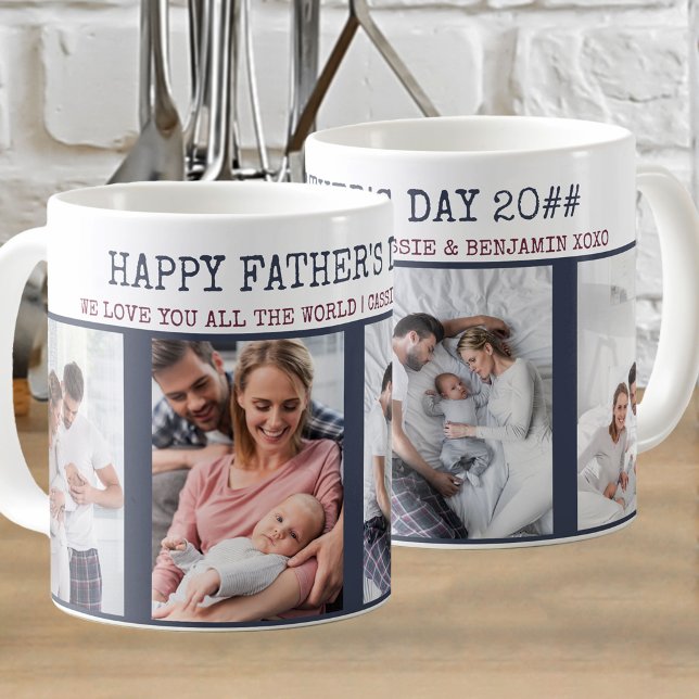 Happy Fathers Day 4 Photo Personalized Coffee Mug