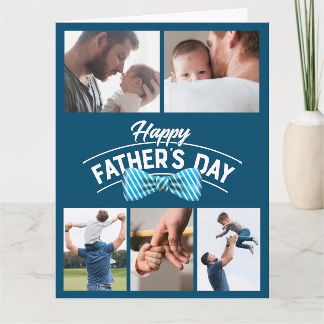 Happy Fathers Day 5 Photo Collage Card (Front)