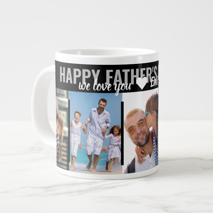 Happy Fathers Day 5 Photo Headline Typography Giant Coffee Mug