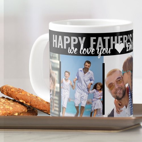 Happy Fathers Day 5 Photo Headline Typography Giant Coffee Mug