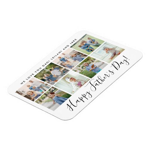 Happy Fathers Day 8 Photo Collage Custom White Magnet