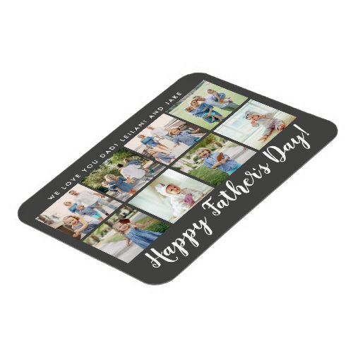 Happy Fathers Day 8 Photo Custom Grey Magnet