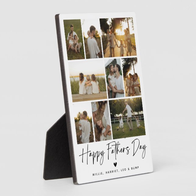 Happy Fathers Day 9 Photo Collage Keepake Plaque (Side)
