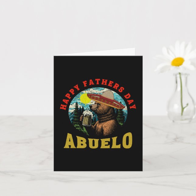 Happy Father's Day Abuelo Beer Mug Bear Sombrero  Card (Small Plant)