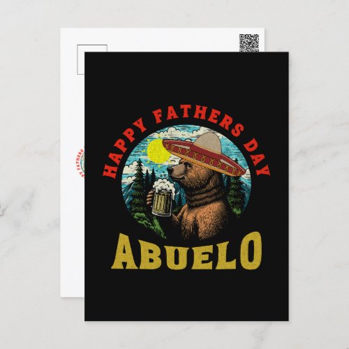 Happy Fathers Day Abuelo Beer Mug Bear Sombrero  Postcard