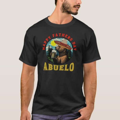 Happy Fathers Day Abuelo Beer Mug Bear Sombrero  T_Shirt