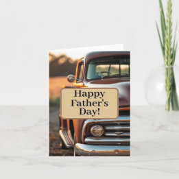 Happy Father's Day Antique Truck Brown 2025 Letterpress Thank You Card
