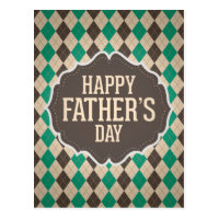 Happy Father's Day Argyle Pattern Postcard
