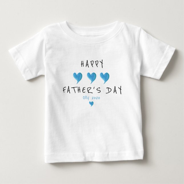 Happy Father's Day Baby Boy Hearts Baby T-Shirt (Front)