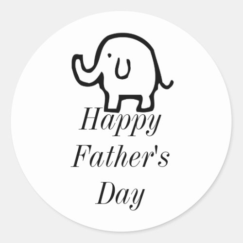 Happy Fathers Day Baby Elephant Cute Simple Custom Classic Round Sticker