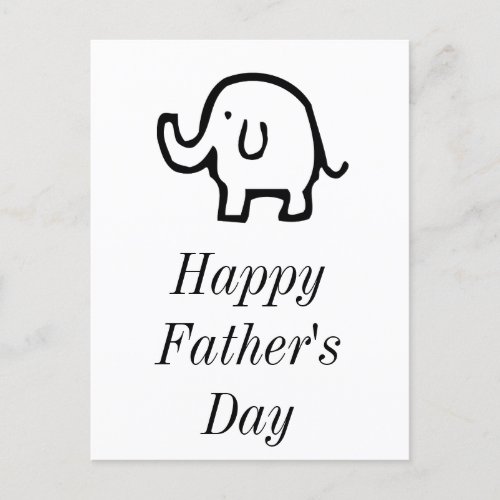 Happy Fathers Day Baby Elephant Cute Simple Custom Holiday Postcard