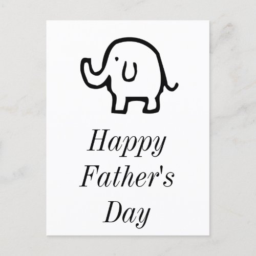 Happy Fathers Day Baby Elephant Cute Simple Custom Postcard