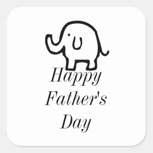 Happy Fathers Day Baby Elephant Cute Simple Custom Square Sticker