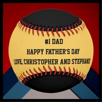 Happy Father's Day Baseball  #1 Dad  Custom Baseball by SocolikCardShop at Zazzle
