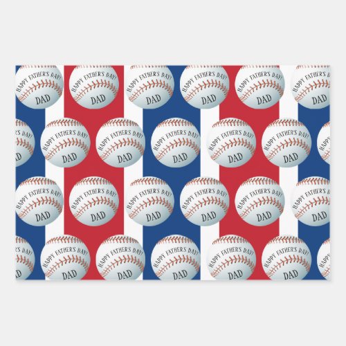 Happy Fathers Day Baseball Baller Wrapping Paper Sheets