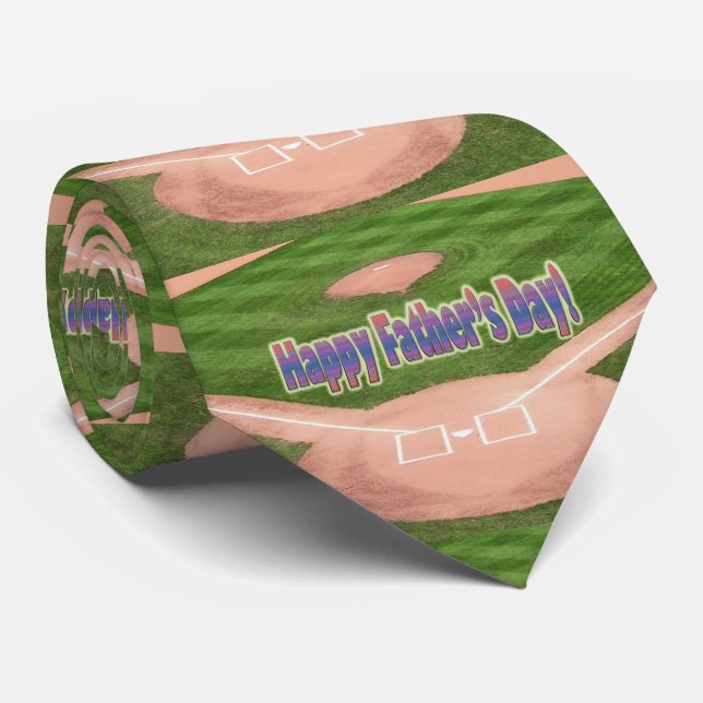 Happy Fathers Day Baseball Neck Tie (Rolled)