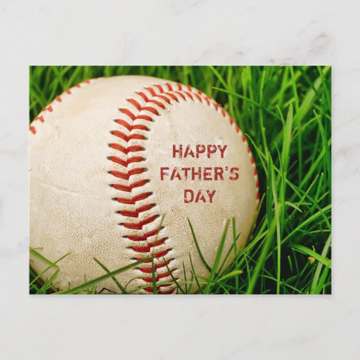 Baseball in ball glove with happy fathers day text on background. Stock  Photo