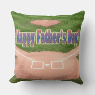 Happy Fathers Day Baseball Throw Pillow