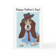 Happy Father's Day Basset Hound in Shirt and tie
