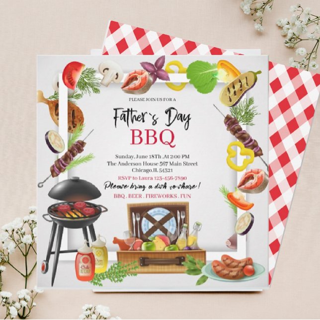 Happy fathers day bbq watercolor Invitation (Creator Uploaded)
