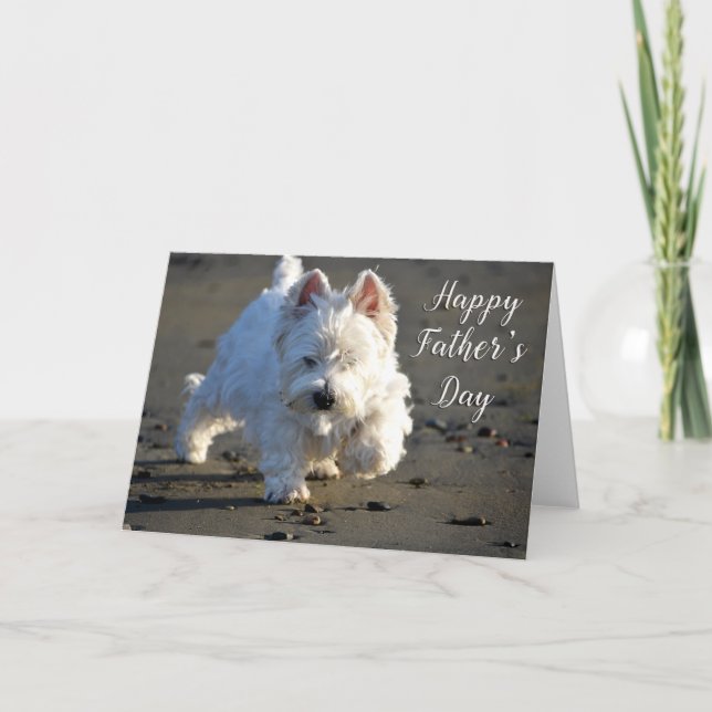 Happy Father's Day Beachcombing Westie Photo Card (Front)