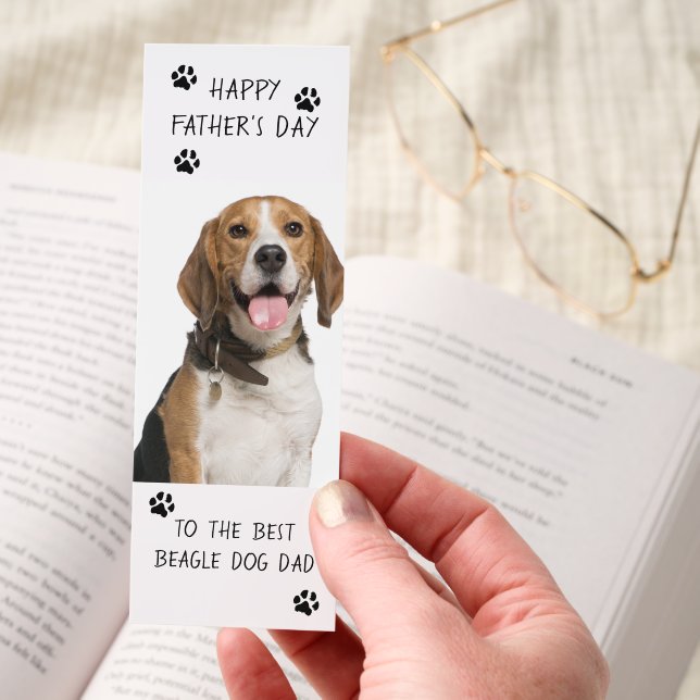 Happy Fathers Day Beagle Dog Photo Custom Bookmarks (Hand)