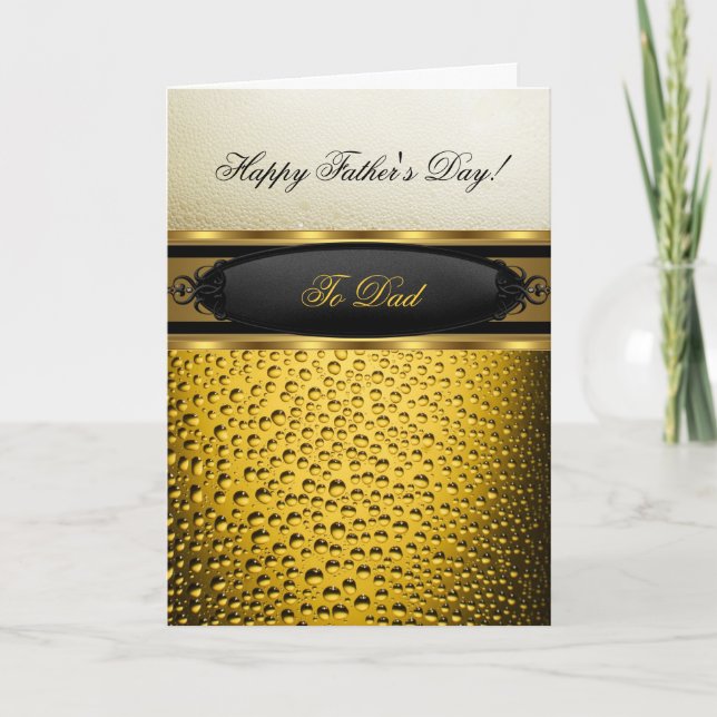 Happy Father's Day Beer Ale Gold Photo 2 Card (Front)
