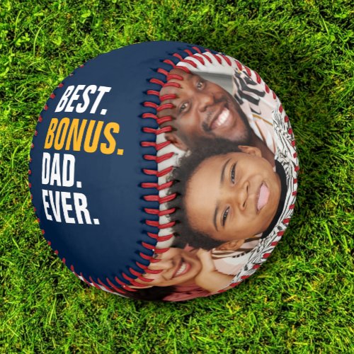 Happy Fathers Day Best Bonus Dad Ever Personalized Baseball