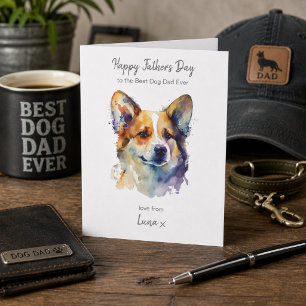Happy Father's Day Best Corgi Dog Dad Personalized Holiday Card