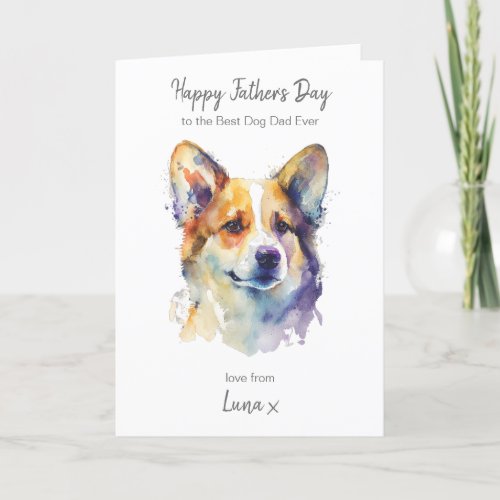Happy Fathers Day Best Corgi Dog Dad Personalized Holiday Card