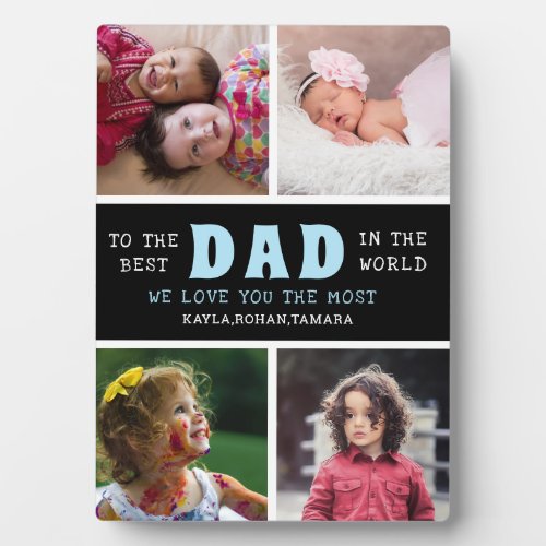 Happy Fathers Day Best Dad 4 Photo Collage Plaque