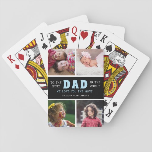 Happy Fathers Day Best Dad 4 Photo Collage Playing Cards